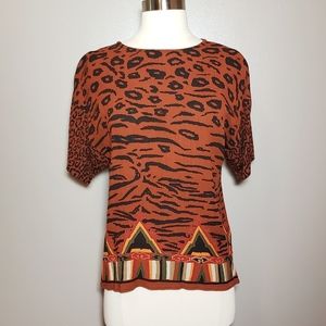 Vintage Carole Little Animal Print Top